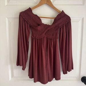 Peach Love California Smocked Off-Shoulder Top – Size Small